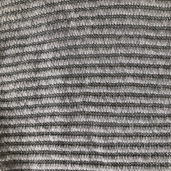 V Neck Gray Sparkle Striped Short Sleeve Sweater - Picture 3 of 8